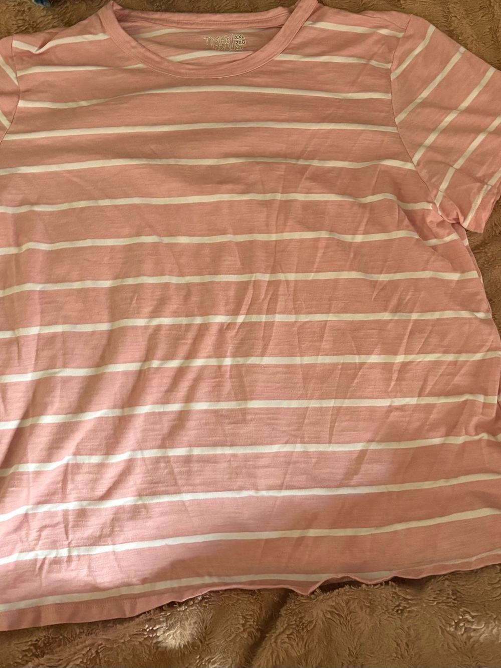 Time and Tru Pink and White Striped Tee